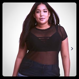 Shirt sleeved black sheer shirt